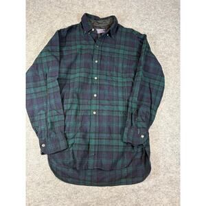 Vintage 80s Pendleton Wool Plaid Button Up Shirt Mens 15 1/2 Green Black Flannel